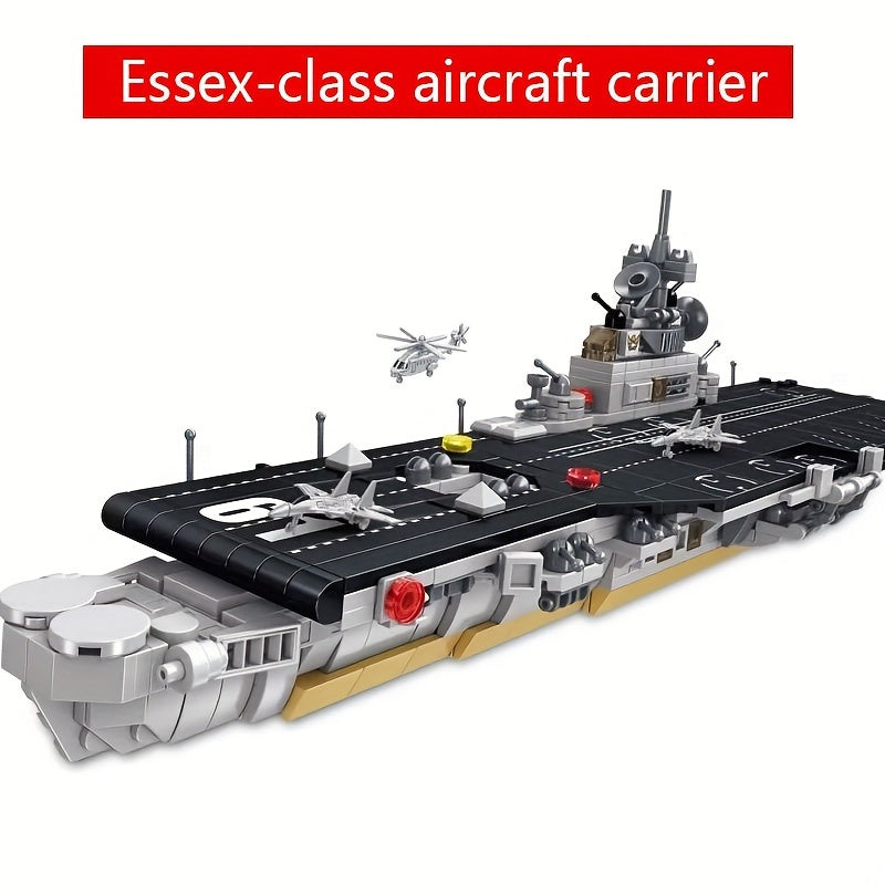 Classic Aircraft Carrier Building Blocks, Vintage Boat Toys, Locomotive Assembly Set Ornaments, DIY Christmas Birthday Gifts