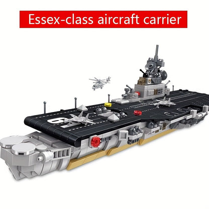 Classic Aircraft Carrier Building Blocks, Vintage Boat Toys, Locomotive Assembly Set Ornaments, DIY Christmas Birthday Gifts