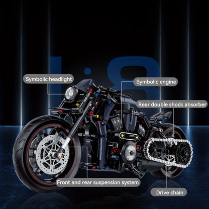 623-Piece 1:8 Scale Tech Motorcycle Building Blocks Set - Durable Abs, Perfect For Youngsters 8-12, Classic Bike Model & Decorative Display,