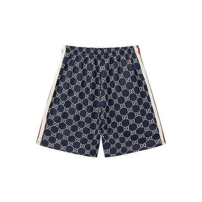 Full Letter Print Side Stripe Drawstring Casual Shorts