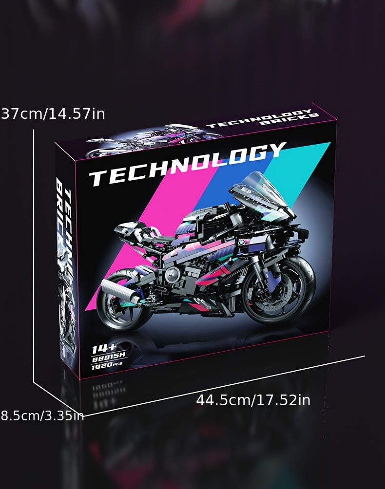 1920pcs Speed Technical Cyberpunk Motorcycle Building Blocks, Super Speed Racing Car 42130 Model, Vehicle Bricks, Halloween Christmas Gifts,
