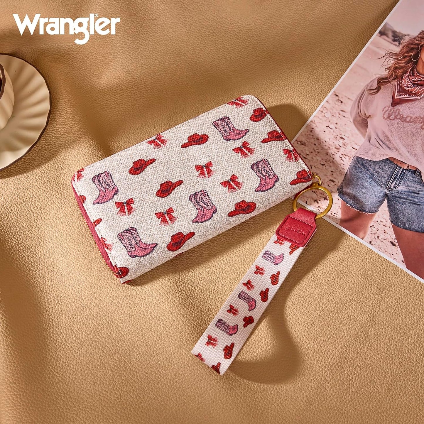 HOTx Wrangler Rodeo Icons Wallet for Women Western Wristlet Wallets Large Travel Wallet Ladies Female Wallet with RFID Blocking