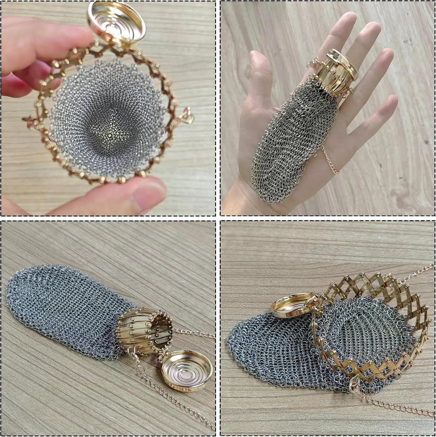 HOTHandmade 1920's English Vintage Coin Purse, Chain Metal Mesh Wallet for Coins, Dice, Jewelry, Cosmetics, Mini Vintage Double Mesh Coin Holder Pouch, Vintage Coin Purse Wallet Ideal for Collectible