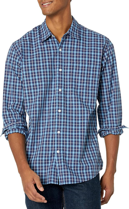 HOTAmazon Essentials Men's Regular-Fit Long-Sleeve Casual Poplin Shirt, Button Front, Business Casual, Collared