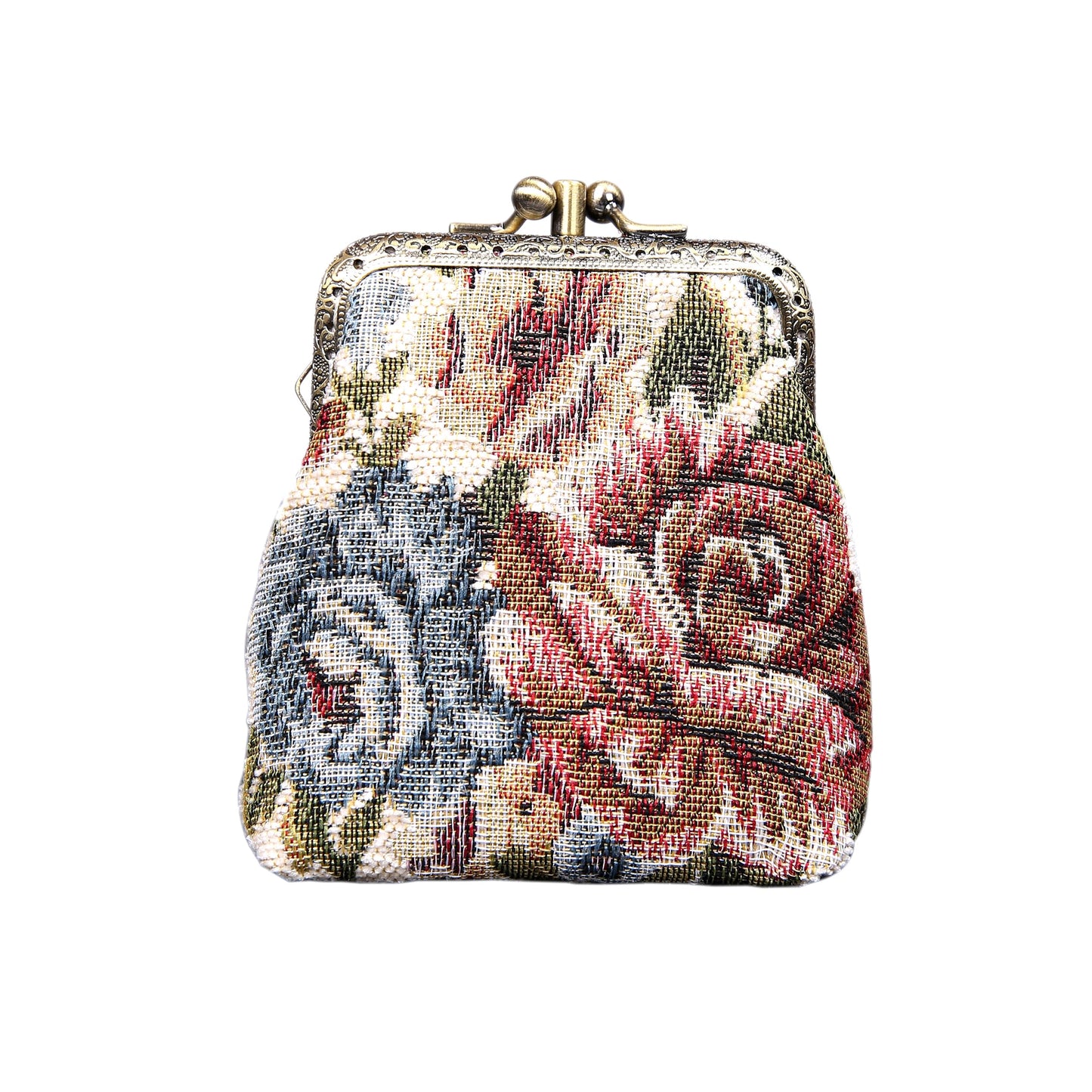 HOTCarpet Bag Double Kiss Clasp Coin Purse Pouch,Vintage Change Wallet Card Holder