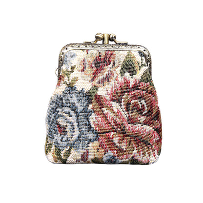 HOTCarpet Bag Double Kiss Clasp Coin Purse Pouch,Vintage Change Wallet Card Holder