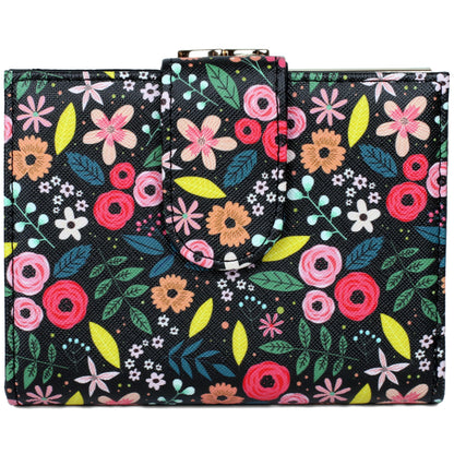 HOTJulia Buxton Women's RFID Blocking Wallet with 16 Card Slots & Coin Pocket, Snap Closure Trifold Purse Organizer,Classic Sage