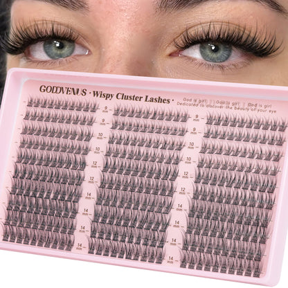 HOTGoddvenus Lash Clusters Kit Wispy Eyelash Clusters Lashes Natural DIY Lash Extension Kit 10-16mm Cluster Eyelash Extensions Kit 300pcs C Curl Individual Lashes Cluster Eyelash (No Tweezers)