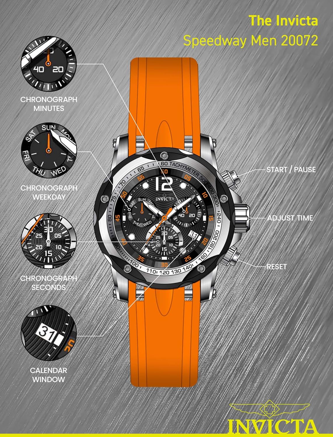 HOTInvicta Men's Speedway 51mm Silicone Quartz Watch