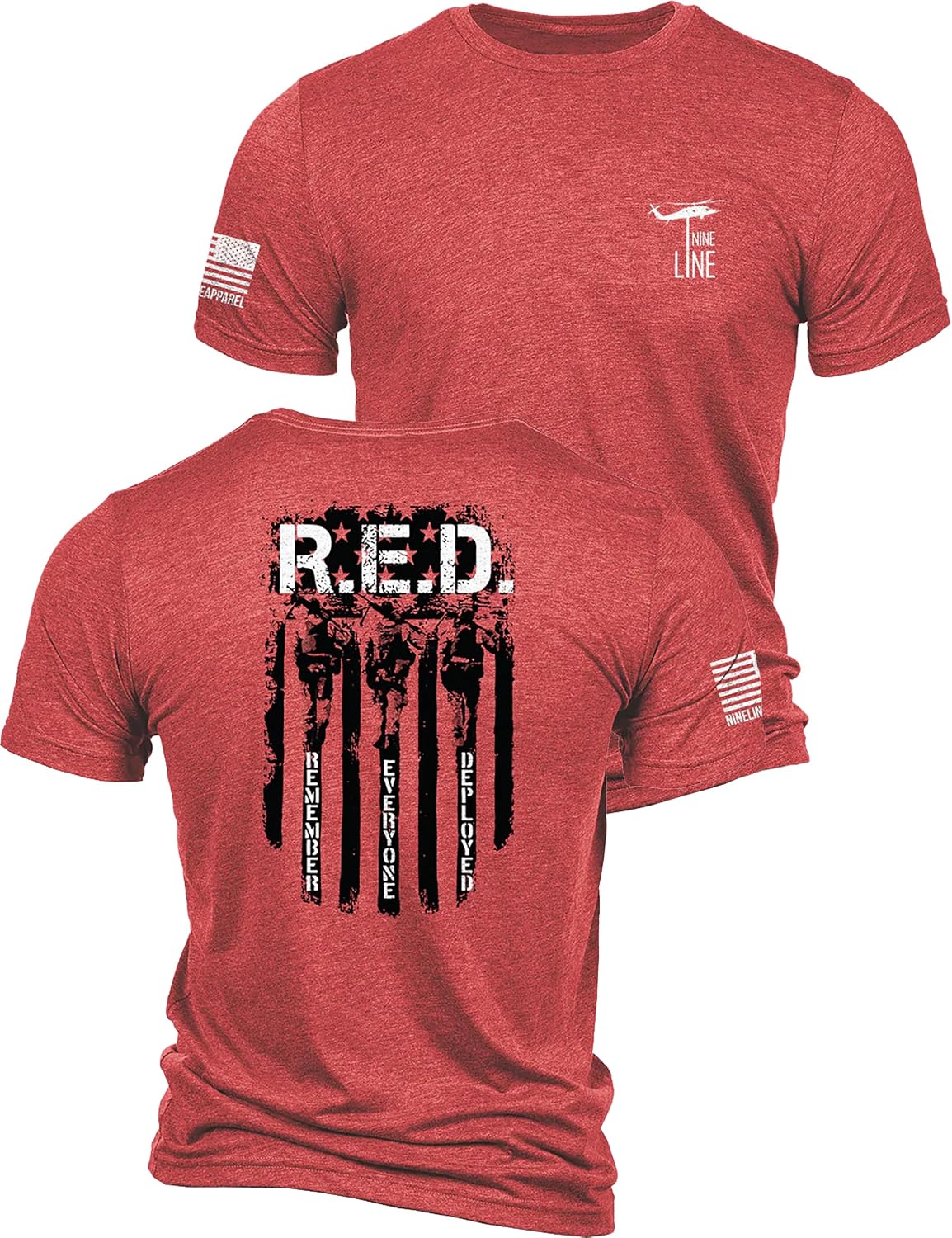 HOTNine Line Friday T-Shirt for Men, Remember Everyone Deployed Military Veteran Shirt, Patriotic American Flag USA Made | R.E.D. Friday Military Veteran Shirt, Patriotic American Flag USA Made