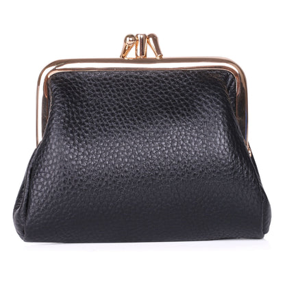 HOTDOPP Pebble Grain Leather Kiss-Lock Coin Purse for Women, Triple Frame with 2 Large Pockets,Gold Tone Hardware