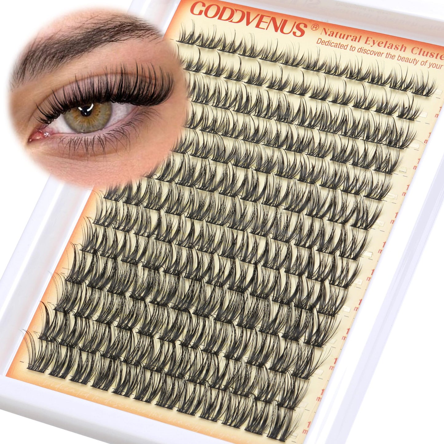 HOTGoddvenus Lash Clusters Kit Wispy Eyelash Clusters Lashes Natural DIY Lash Extension Kit 10-16mm Cluster Eyelash Extensions Kit 300pcs C Curl Individual Lashes Cluster Eyelash (No Tweezers)