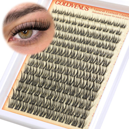 HOTGoddvenus Lash Clusters Kit Wispy Eyelash Clusters Lashes Natural DIY Lash Extension Kit 10-16mm Cluster Eyelash Extensions Kit 300pcs C Curl Individual Lashes Cluster Eyelash (No Tweezers)