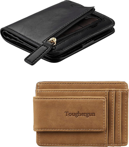 HOTToughergun Women's Genuine Leather Wallet& Men’s Money Clip