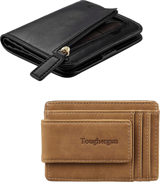 HOTToughergun Women's Genuine Leather Wallet& Men’s Money Clip