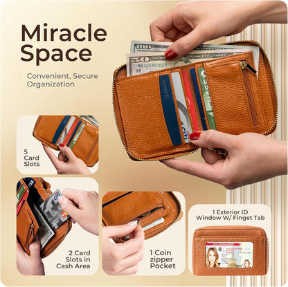 HOTClaasico Bifold Wallet for Women RFID Blocking | Genuine Leather Zip Wallet & Ladies Coin Pocket | Stylish Credit Card Holder | Travel Wallet with Anti-Theft Protection