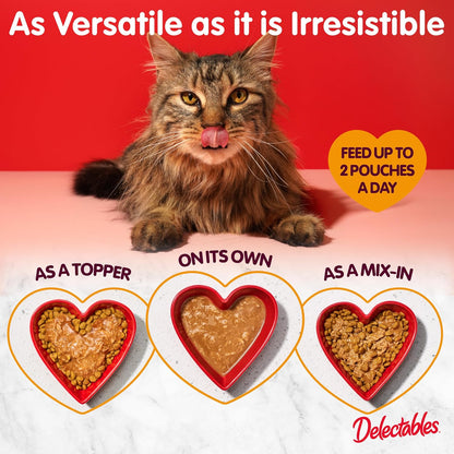 HOTDelectables Lickable Treat Stew Wet Cat Treat Variety Pack, Food Topper, Hydrating, Grain-Free, No Fillers, No By-Products, No Added Preservatives, 1.4oz Pouch, 12ct