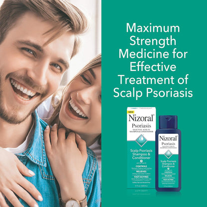 HOTNizoral Psoriasis Shampoo & Conditioner, 11 Oz, Gentle Scalp Treatment, Relieves Itching and Flaking, Redness and Scaling Effective Scalp Psoriasis Shampoo with Salicylic Acid and Tea Tree Oil