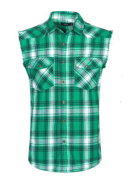 HOTMen's Casual Flannel Plaid Shirt Sleeveless Plus Size Vest