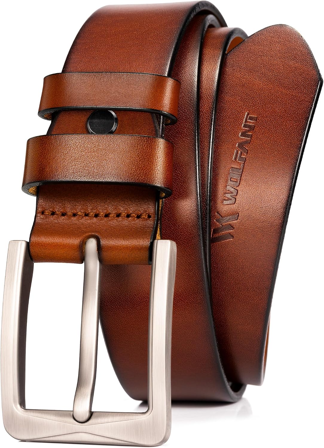 HOTWOLFANT 1.5" Full Grain Leather Belt for Men in Gift Box,100% Italian Real Solid Leather