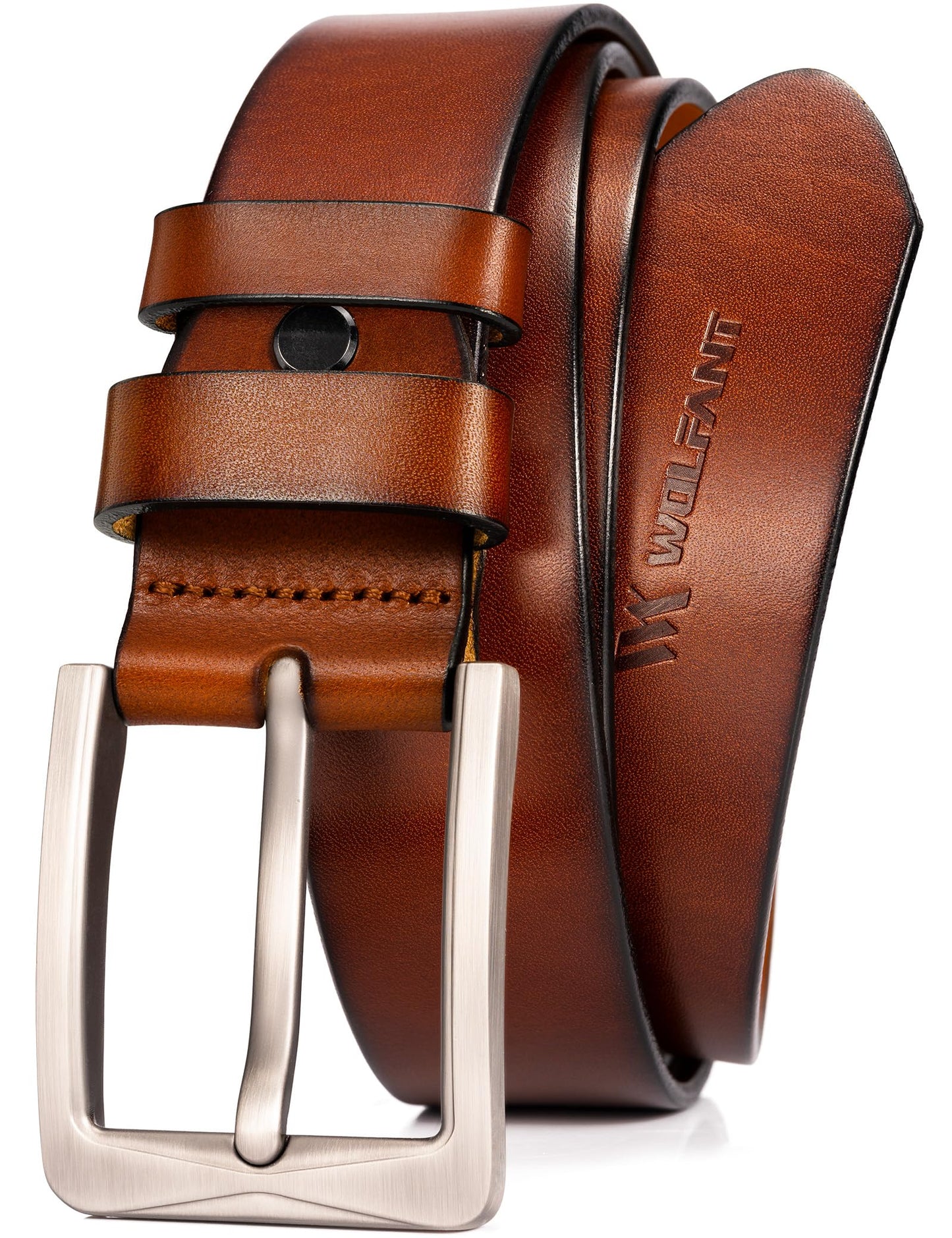 HOTWOLFANT 1.5" Full Grain Leather Belt for Men in Gift Box,100% Italian Real Solid Leather