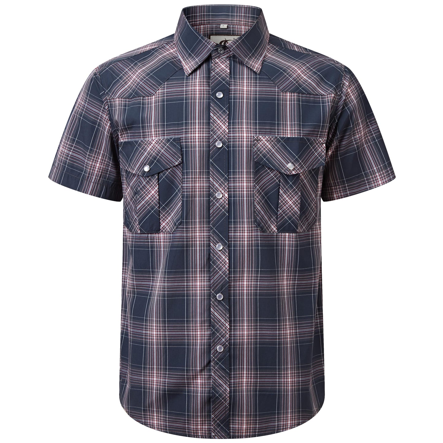 HOTCOEVALS CLUB Men's Western Cowboy Short Sleeve Pearl Snap Casual Plaid Work Shirts
