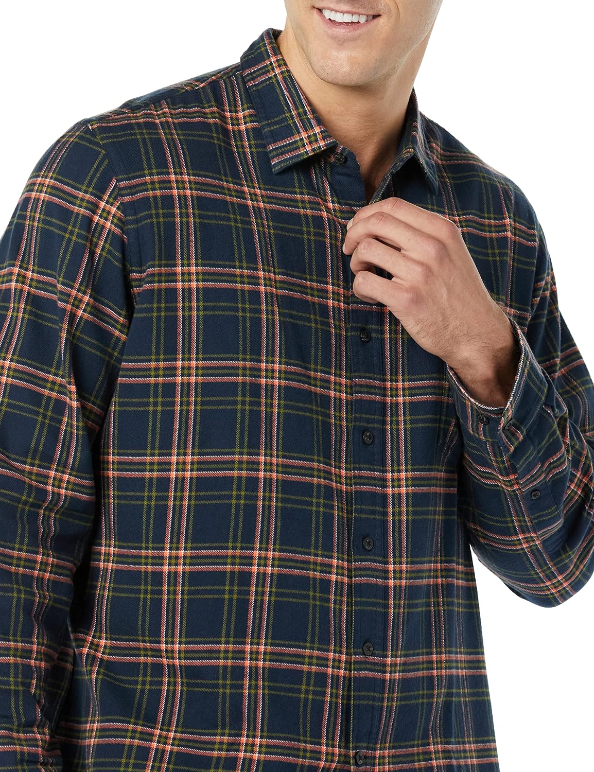 HOTAmazon Essentials Men's Slim-Fit Flannel Shirt, Long Sleeve Button Down Plaid