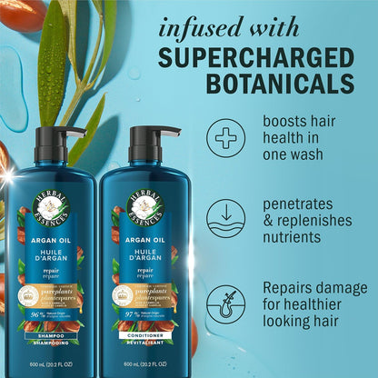 HOTHerbal Essences Argan Oil Repair Shampoo & Conditioner Set, Moisturizes & Smoothes, Paraben-Free, Color-Safe, pH-Balanced, Citrus Scent, 20.2 Fl Oz, 2-Pack