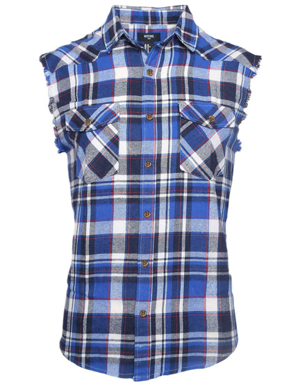 HOTMen's Casual Flannel Plaid Shirt Sleeveless Plus Size Vest