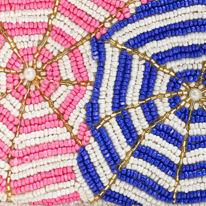 HOTBeaded Coin Pouch, Pink and Blue, 5 x 3.5 Inches, Small Zip Purse