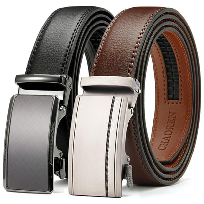 HOTCHAOREN Mens Dress Belt Leather 2 Pack - Mens Ratchet Belt for Dress Shirt and Pants Every Occasion (32mm)