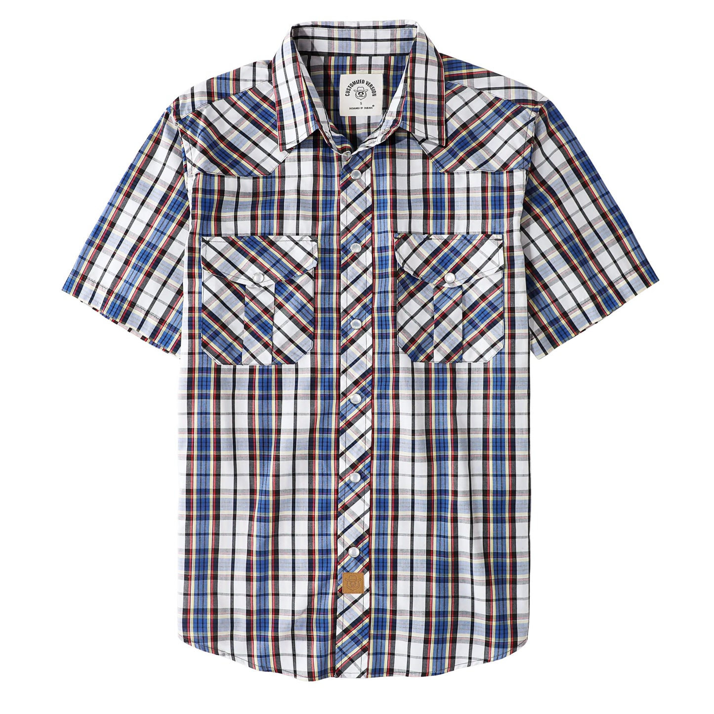 HOTDubinik® Western Shirts for Men Short Sleeve Plaid Pearl Snap Shirts for Men Button Up Shirt Cowboy Casual Work Shirt