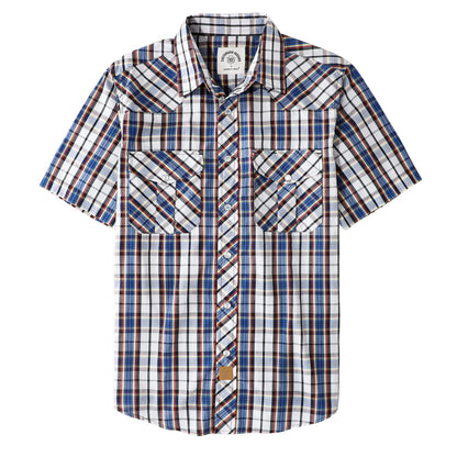 HOTDubinik® Western Shirts for Men Short Sleeve Plaid Pearl Snap Shirts for Men Button Up Shirt Cowboy Casual Work Shirt