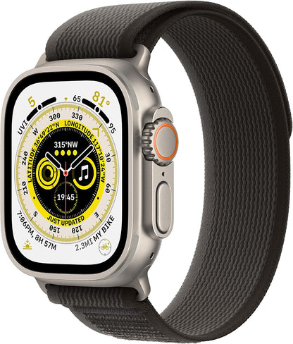 HOTApple Watch Ultra [GPS + Cellular 49mm] Titanium Case with Black/Gray Trail Loop, M/L (Renewed)