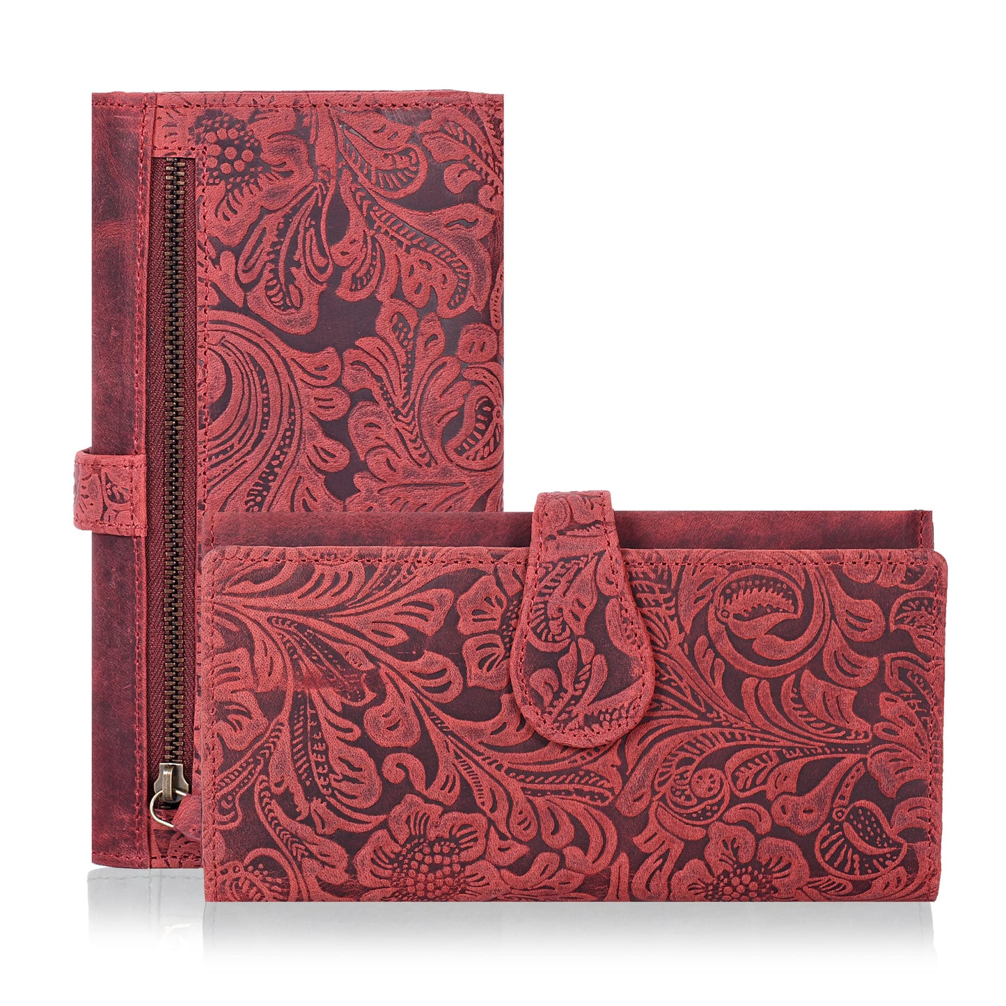 HOTReal Leather Women Wallet Leather with RFID Blocking -Trifold Card Holder Designer Ladies Clutch with ID Window Wallets