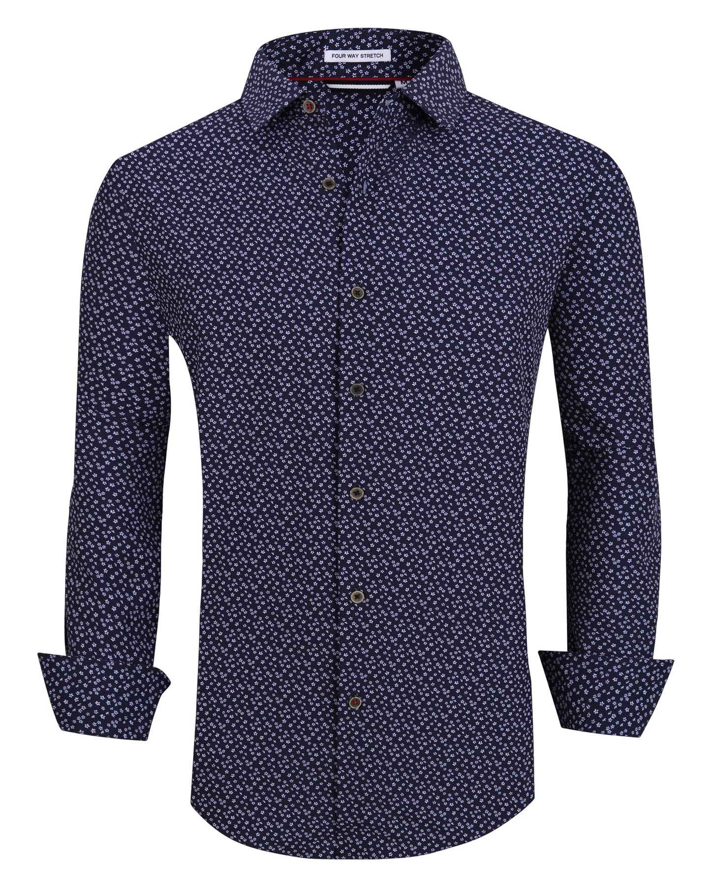 HOTAlex Vando Mens Wrinkle Free 4-Way Stretch Print Business Casual Shirt | Wrinkle resistant, Machine washable, Classic check Pattern, True-to-size cut, Business & Daily, Easy outfit pairing