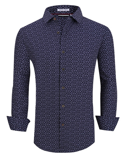 HOTAlex Vando Mens Wrinkle Free 4-Way Stretch Print Business Casual Shirt | Wrinkle resistant, Machine washable, Classic check Pattern, True-to-size cut, Business & Daily, Easy outfit pairing