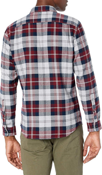 HOTAmazon Essentials Men's Slim-Fit Flannel Shirt, Long Sleeve Button Down Plaid