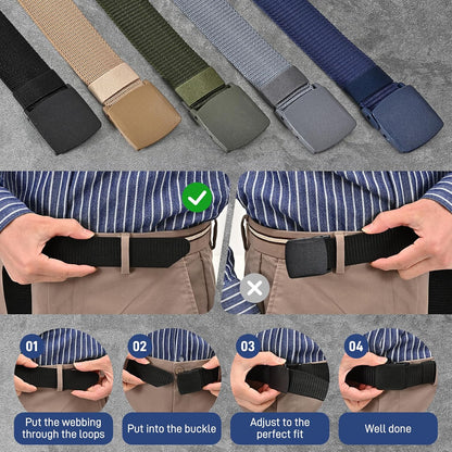 HOTUNGGJKB Tactical Men's Nylon Belts,5 Pack Mens Belts Casual，Military Canvas Outdoor Metal-free Belts