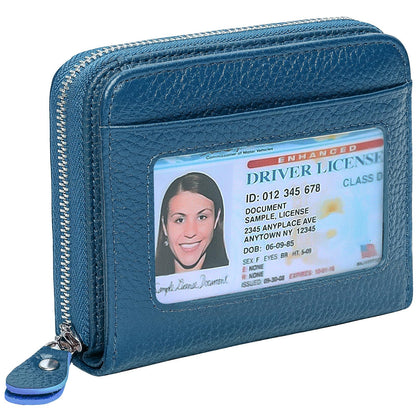 HOTGenuine Leather Wallet for Women & Men, RFID Blocking Bifold with ID Window and Multiple Card Pockets (Aa-Light pink)