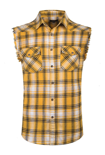 HOTMen's Casual Flannel Plaid Shirt Sleeveless Plus Size Vest