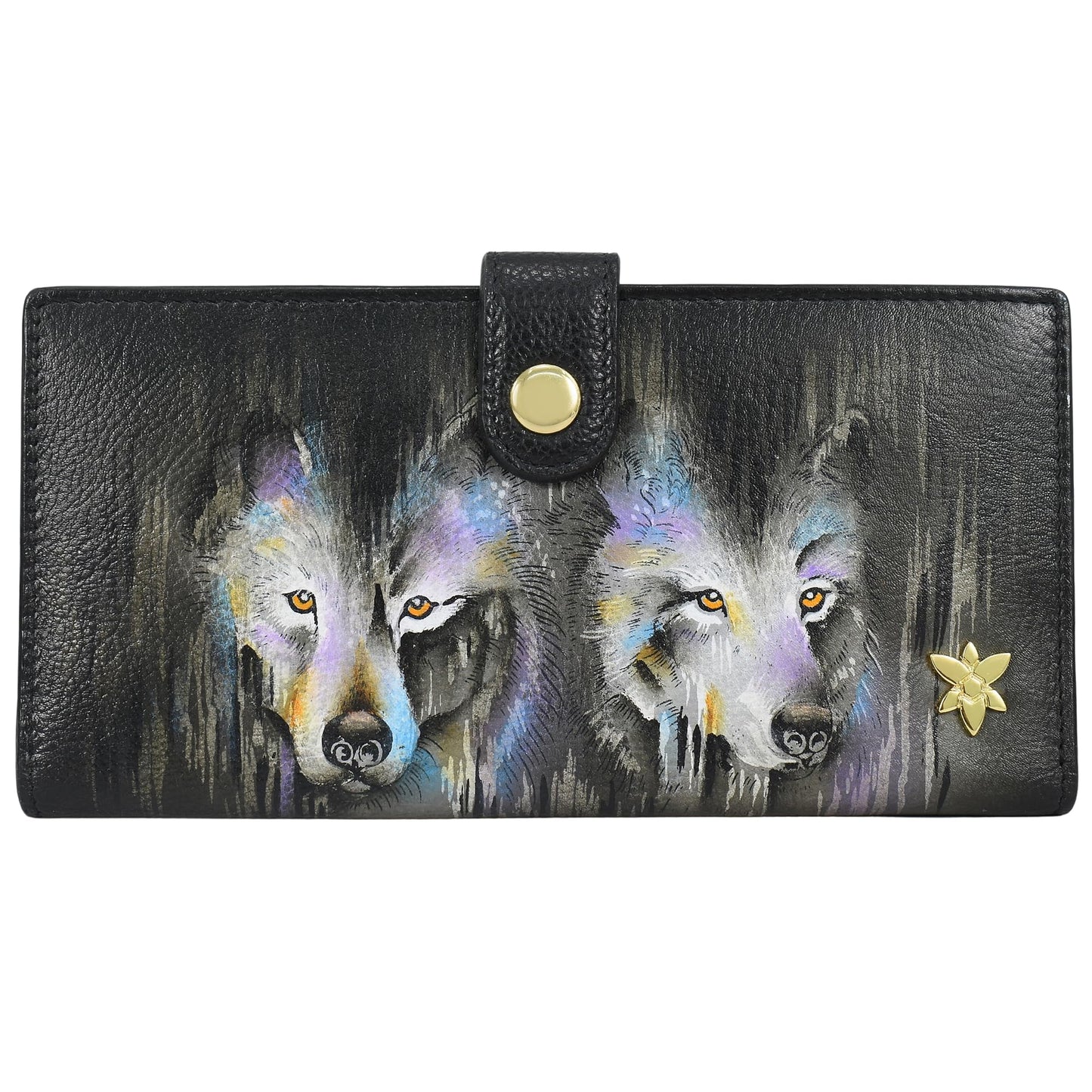 HOTAnuschka Women’s Original Genuine Leather Hand-Painted Two-Fold Organiser Wallet - Canyon Birds