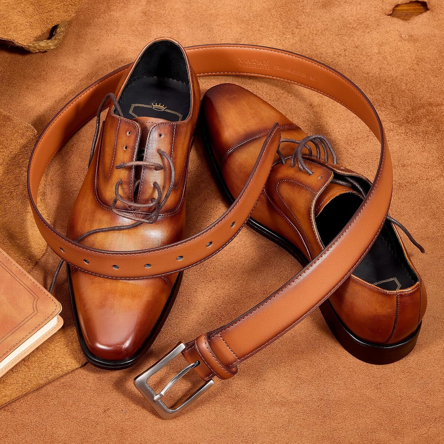 HOTVATAN Men's Genuine Leather Dress Belts, Handmade Classic Every Day Leather Jeans Belt for Men Work Business Casual