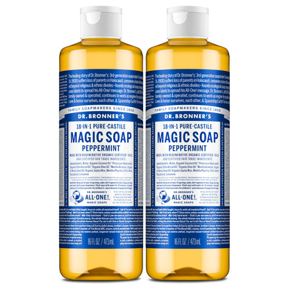 HOTDr. Bronner's Pure-Castile Magic Liquid Soap - Made with Regenerative Organic Certified Oils- 18-in-1 Uses for Face, Body, Hand, Hair, Laundry & More- Vegan, Non-GMO- Body Wash- Peppermint,32oz