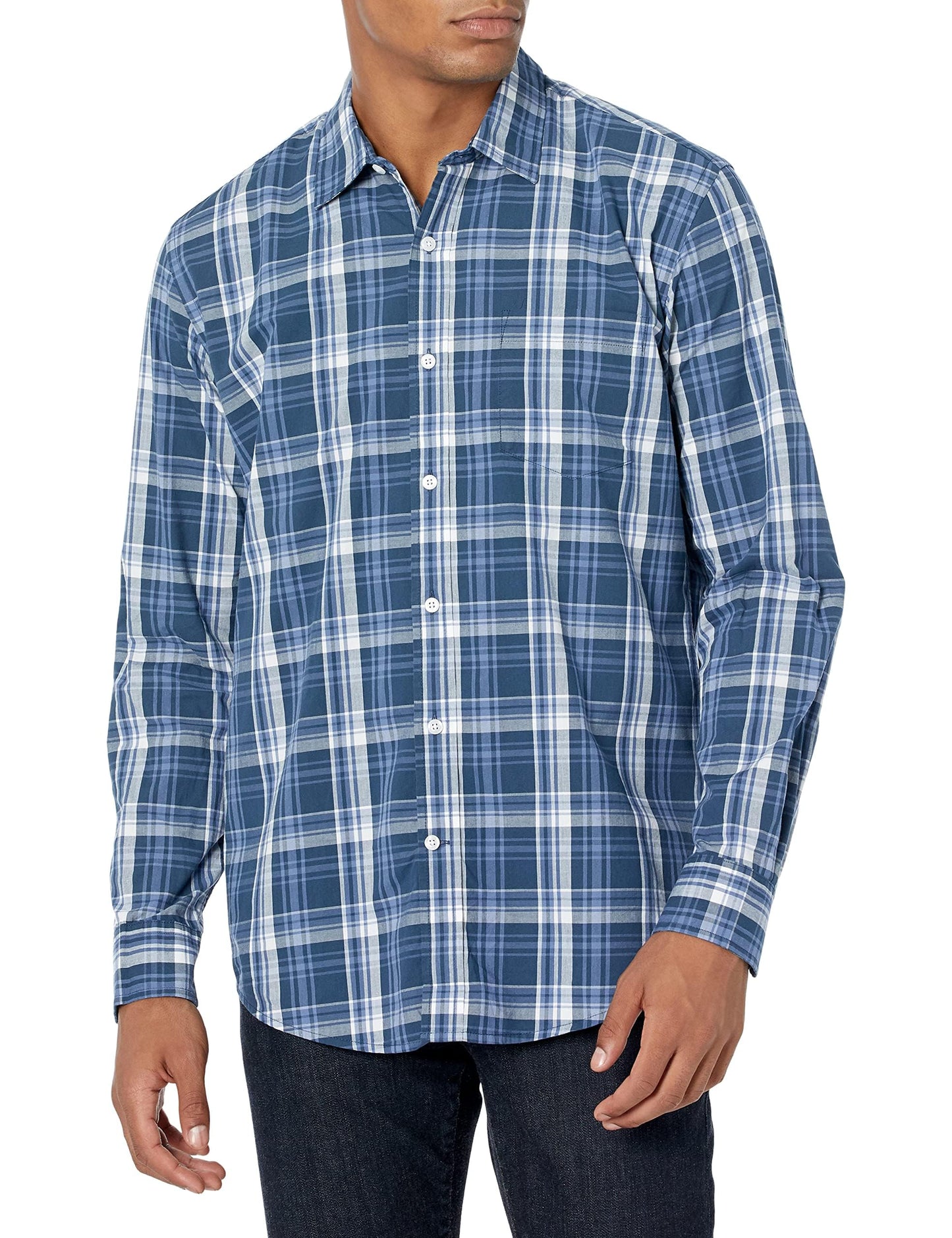 HOTAmazon Essentials Men's Regular-Fit Long-Sleeve Casual Poplin Shirt, Button Front, Business Casual, Collared