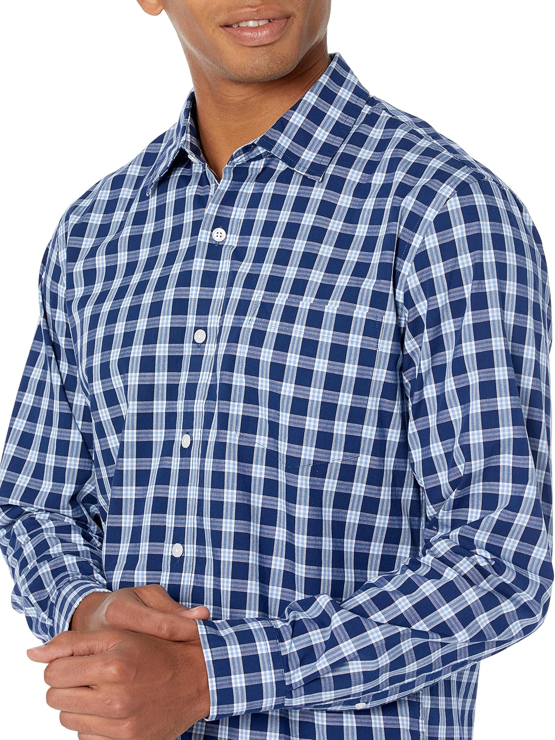 HOTAmazon Essentials Men's Regular-Fit Long-Sleeve Casual Poplin Shirt, Button Front, Business Casual, Collared
