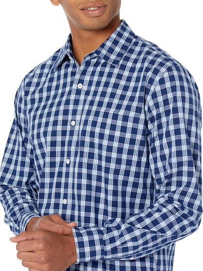 HOTAmazon Essentials Men's Regular-Fit Long-Sleeve Casual Poplin Shirt, Button Front, Business Casual, Collared