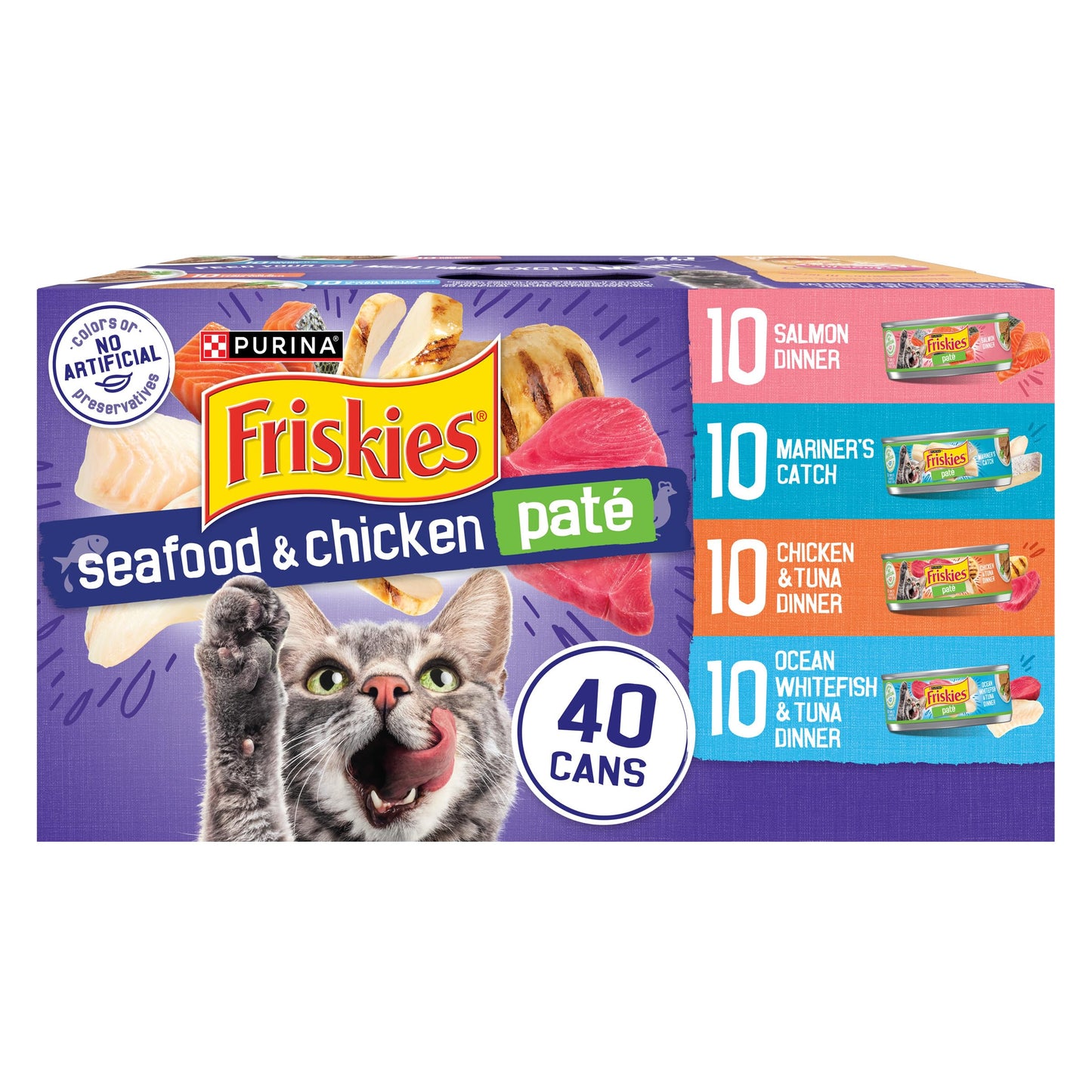 HOTPurina Friskies Pate Wet Cat Food Variety Pack Seafood and Chicken Pate Favorites 40ct VP - (Pack of 40) 5.5 oz. Cans