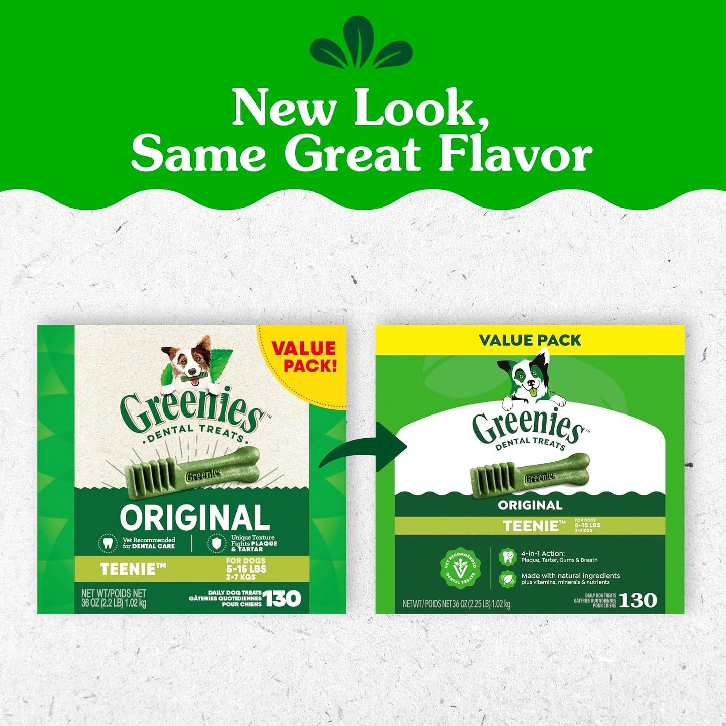 HOTGreenies Teenie Original Natural Dental Dog Treats, Chicken, 130 Count | Clinically-proven, veterinarian-recommended, 47% less tartar & 40% less plaque in 28 days, for dogs 5-15 lbs, 36 oz. Pack