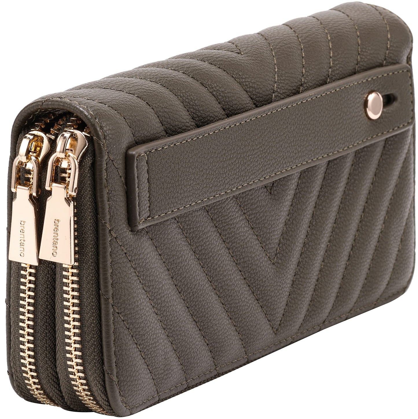HOTB BRENTANO Vegan Leather Double Zipper Pocket Wallet with Grip Hand Strap (BLUE GLITTER)